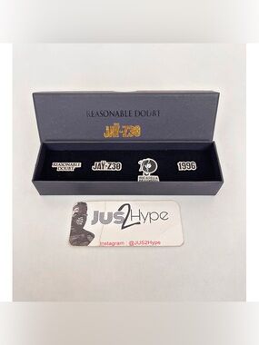 Reasonable Doubt Jay-Z Lapel Pin Set - Black & Silver